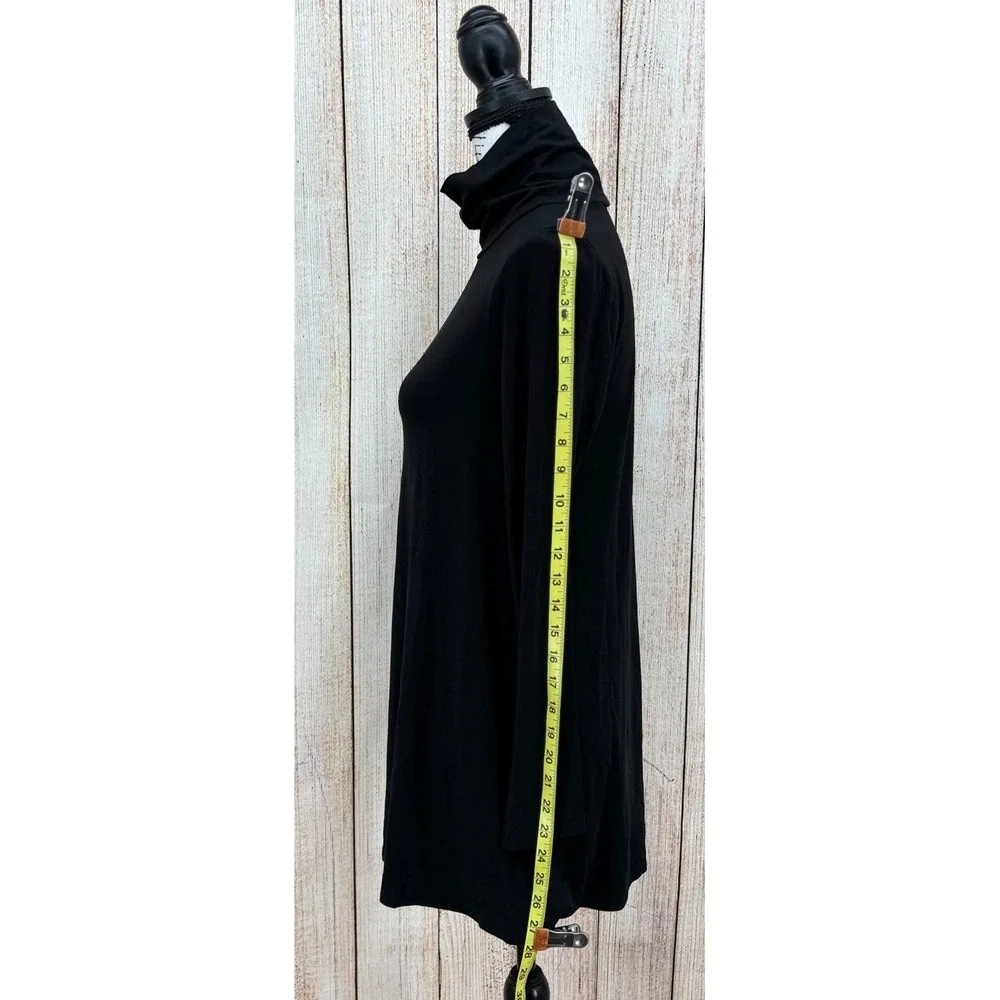Eileen Fisher Scrunch‎ Neck Tunic Size XXS Black Long Sleeve Top Tencel NWT